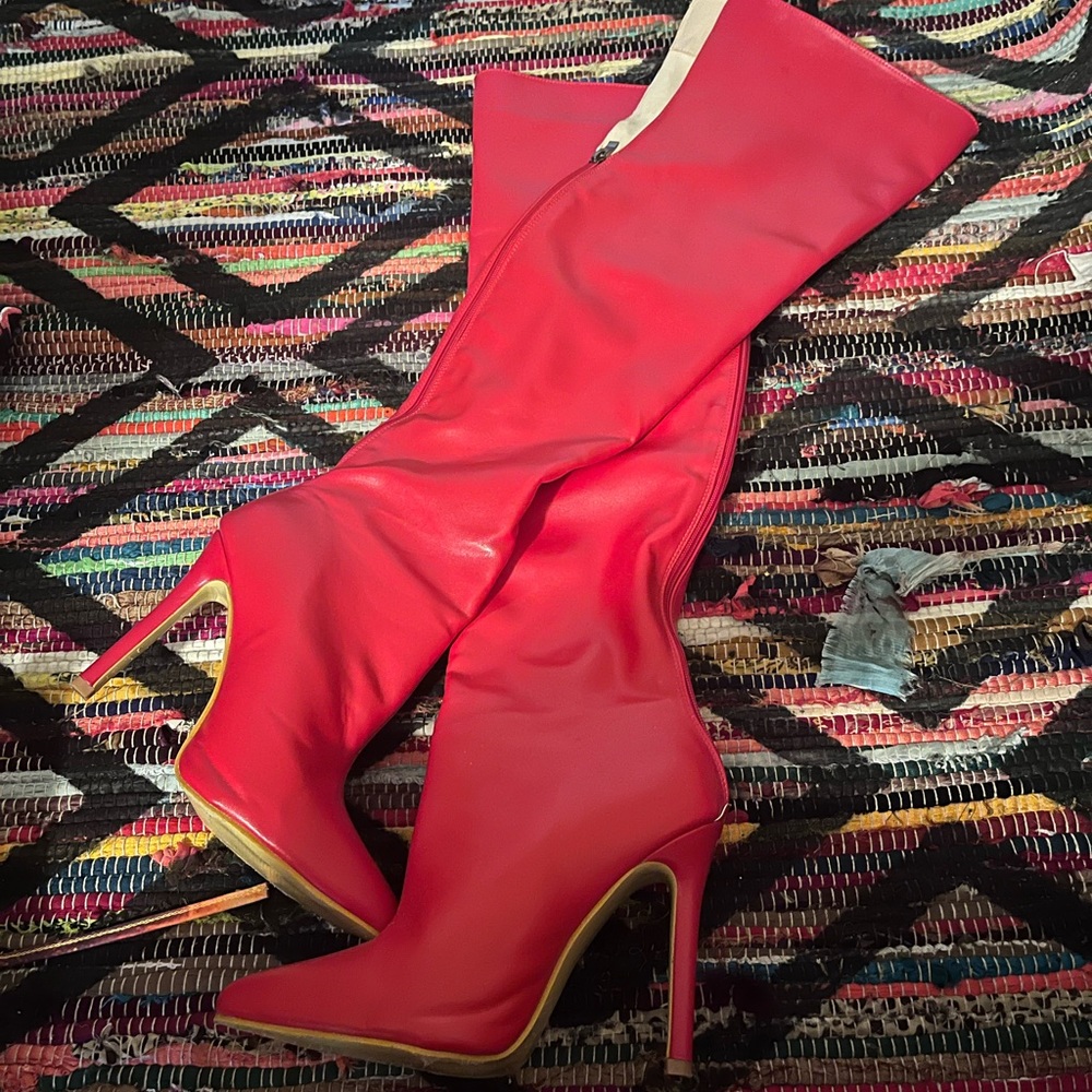 Stripper/ clubbing heels, LONG thigh high boots.